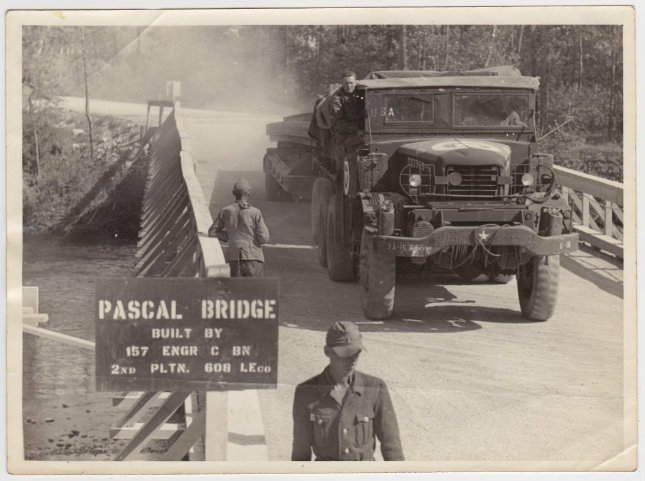 bridge named after Tec 4 Pascal - 157th - who drowned during the construction of the bridge